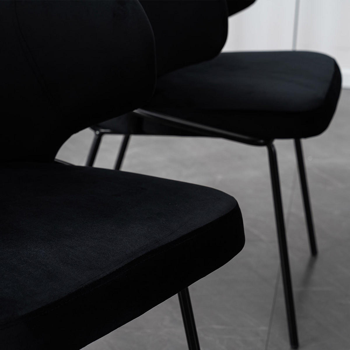 ESSZIMMERSTUHL AMARA - 4, Samt Schwarz - Schwarz, Kunststoff (55/79/59cm) - Home Deluxe