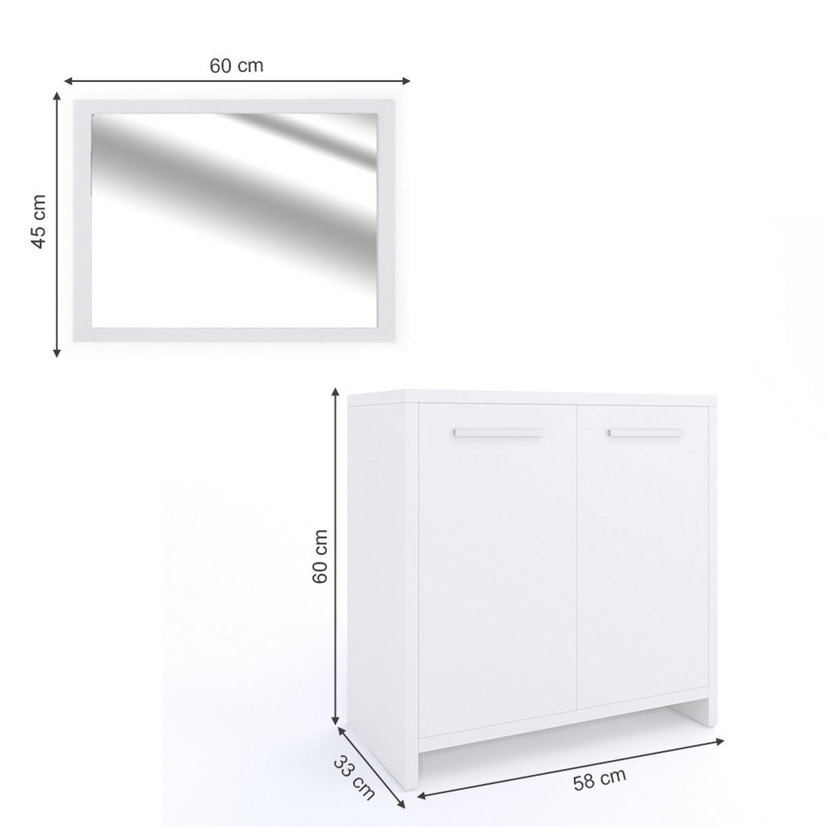 BADMÖBEL-SET Kiko Weiß 2 Teile - Weiß, Holzwerkstoff (58/60/33cm) - Vicco