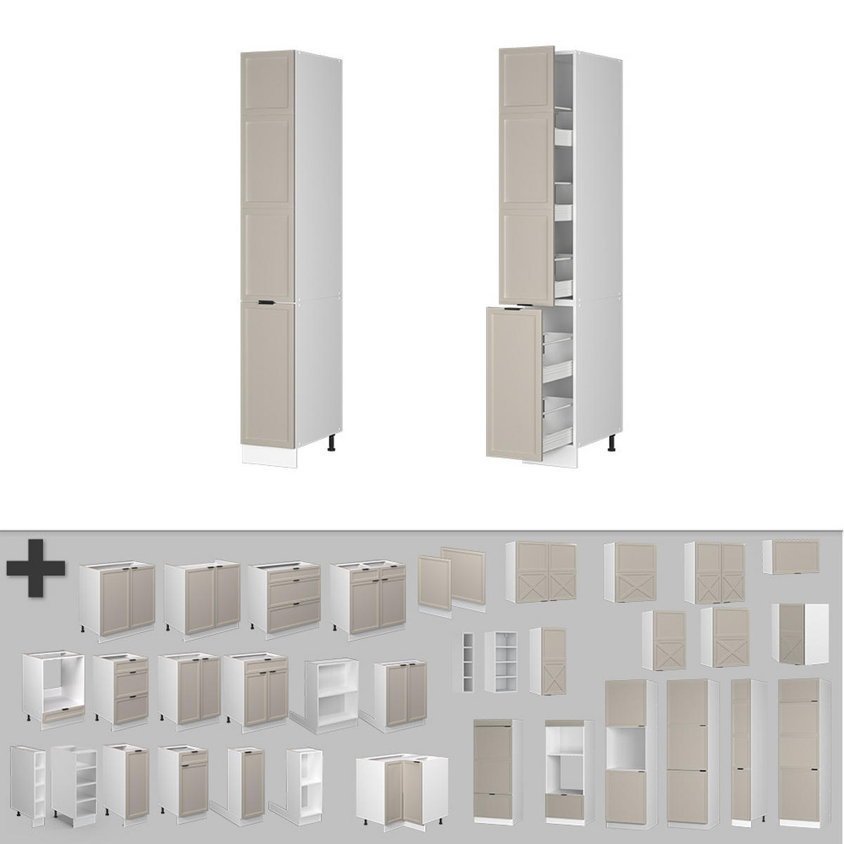 APOTHEKERSCHRANK Fame-Line GrauBeige 30 cm - Weiß/Grau, Holzwerkstoff (30/206.8/58cm) - Vicco