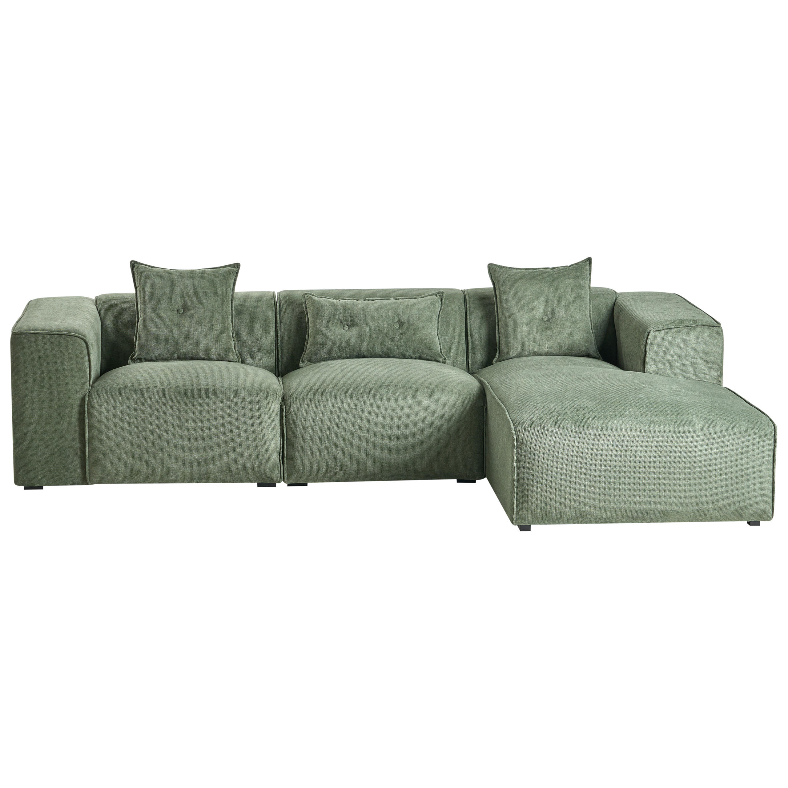 ECKSOFA 3-Sitzer Chenillegewebe Dunkelgrün linksseitig Dolva - Schwarz/Grün, Textil (294/170cm) - Beliani