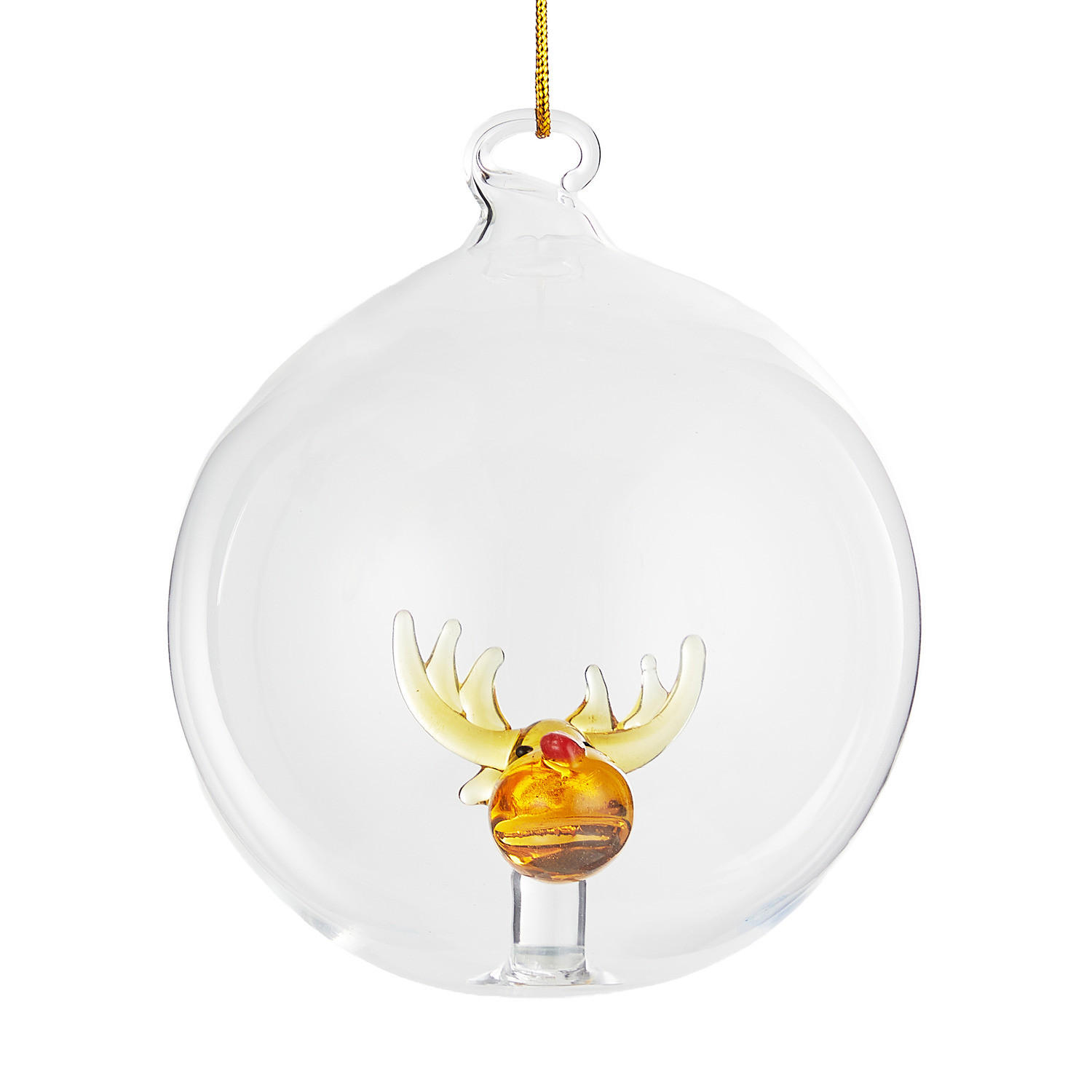 CHRISTBAUMKUGEL Hang On Rentier - Transparent, Glas (8/8/9cm) - Butlers