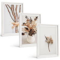 BILDER SET 3er Set - 40x60 cm Weißer Rahmen - Blumenzweige minimalistisch - Weiß, Kunststoff (40/60cm) - TULUP