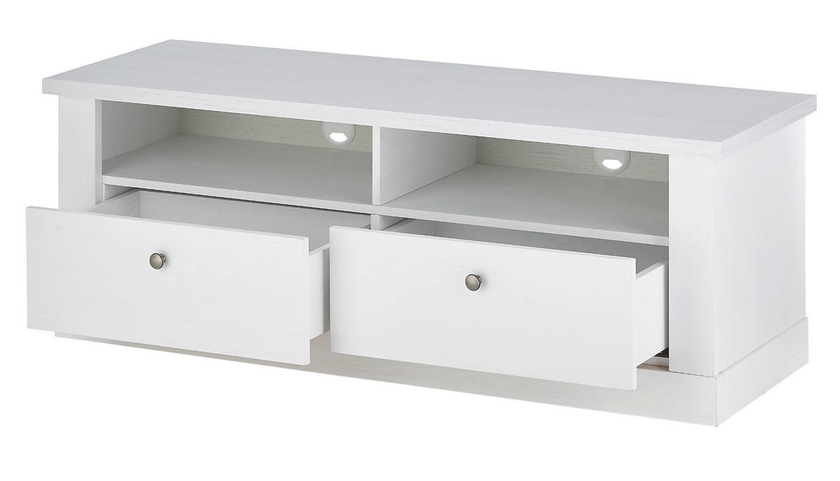TV-LOWBOARD weiß Pinie Landhaus, TV Unterteil 132 cm, Soft-Close-Funktion - Weiß, Holzwerkstoff/Kunststoff (135/51/45cm) - Furn.Design