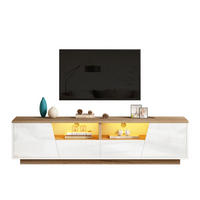 TV-LOWBOARD 180x40x46 cm Weiß Holz LED 2 Schränke 2 Schubladen - Weiß, Holzwerkstoff (40/46/180cm) - FLIEKS