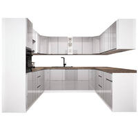 WINKELKÜCHE 320 cm x 200 x 320 cm - Aspen KA19-M320 - in Grau/Hochglanz - Grau, Holz (860/212/58cm)