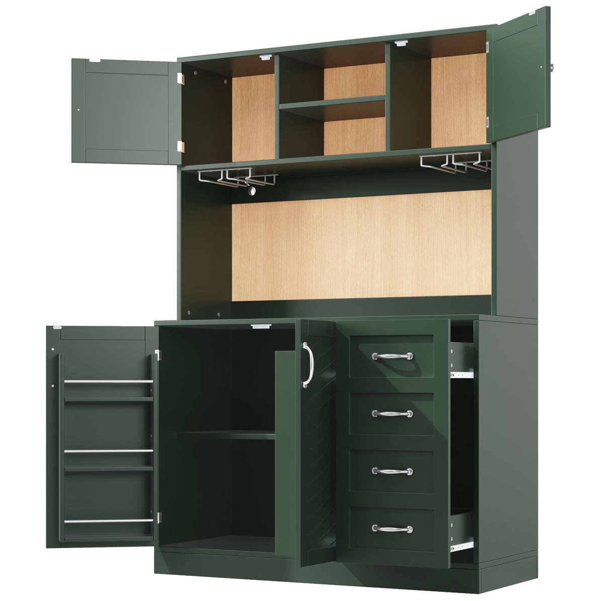 BUFFET 104/40/180 cm s LED osvětlením, velkým úložným prostorem a ochranou proti převrácení, Bílá - bílá, kompozitní dřevo (104/180/40cm) - Redom