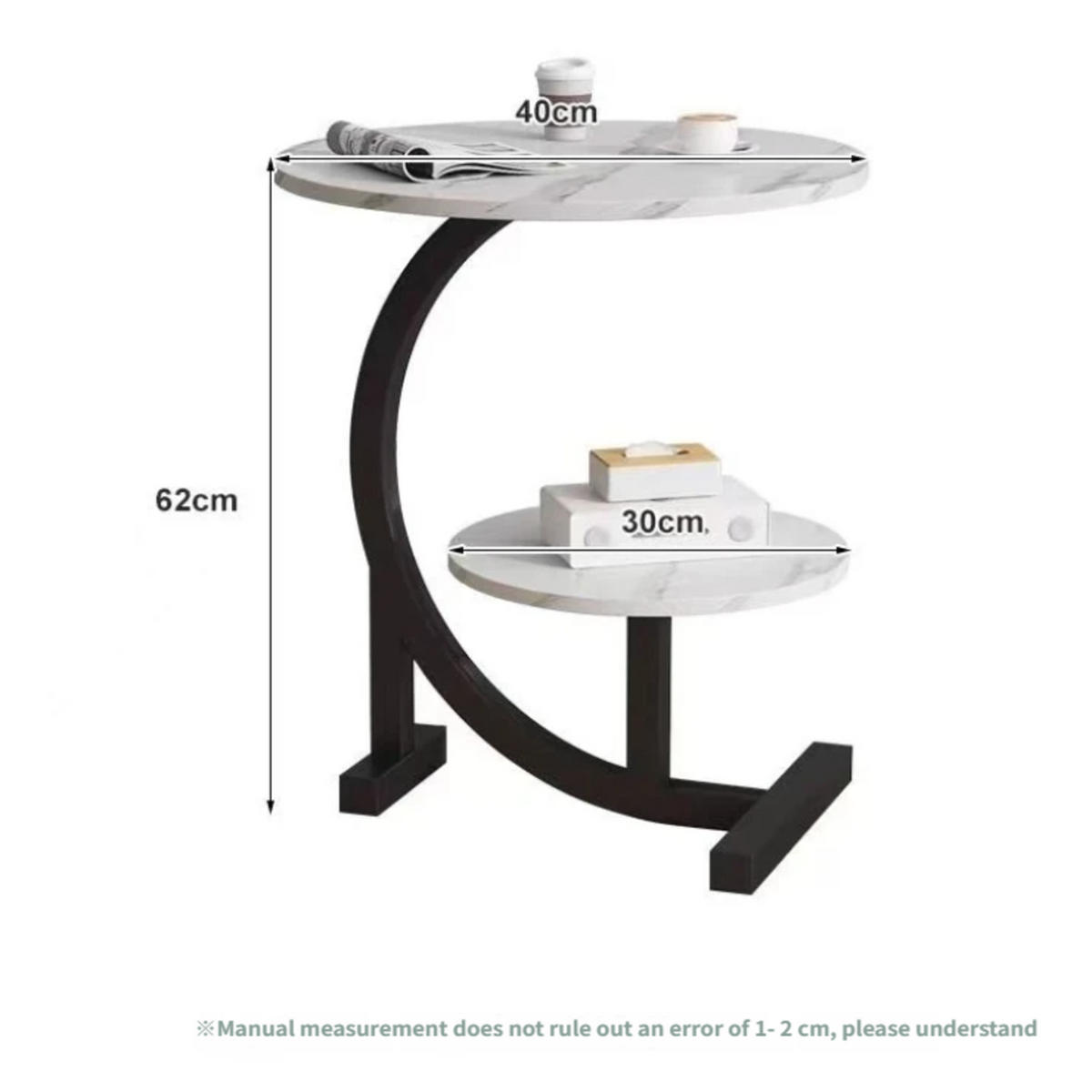 GARTENBEISTELLTISCH , Metall , 40 × 60 cm - Weiß, Metall (40/40/60cm) - Authentics