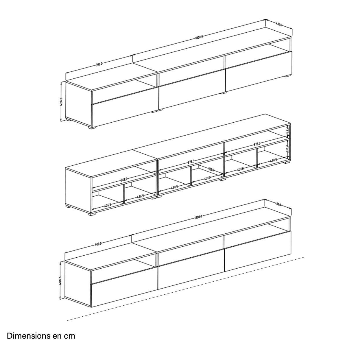 TV STOLÍK Sloan Biela - biela, kompozitné drevo (270/42/41cm) - Petits-meubles