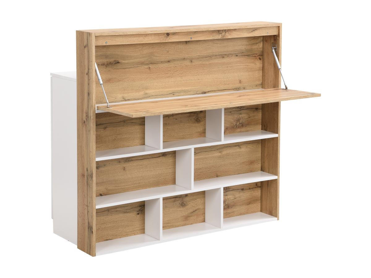 BARMÖBEL mit 2 Türen & 1 Schublade - MDF - Weiß & Holzfarben - LAMONIA - Naturfarben, Holz (50/115/120cm) - Vente-Unique