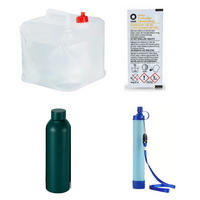 TRINKWASSERAUFBEREITUNG 4er set Notfall Ausrüstung Tabletten Survival Kit Rucksack Set Komplettset Wasseraufbereitung Trinkwasser Notfallrucksack - Multicolor, Kunststoff/Metall (10/10/10cm) - JUNG