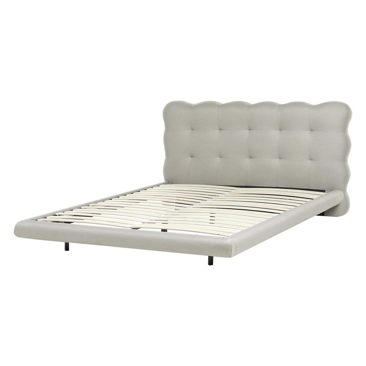 POSTELJA z letvenim dnom 140/200 blago bež Soulisse - črna/bež, tekstil (140/200cm) - Beliani
