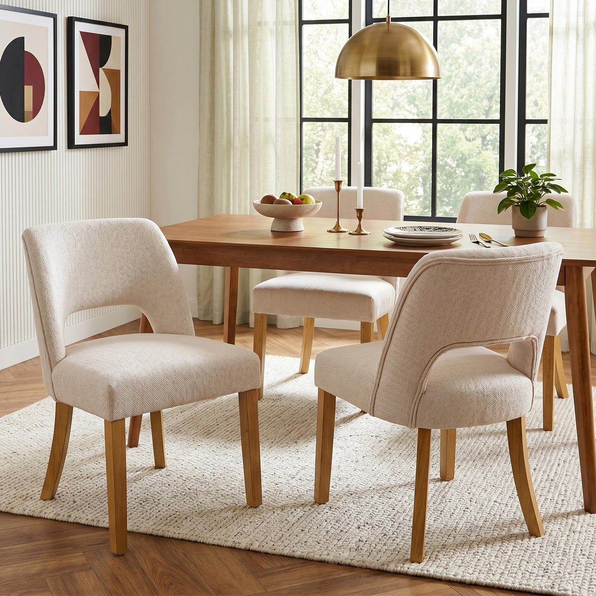 ESSZIMMERSTÜHLE 2er Beige Leinen Massivholz modern - Beige, Naturmaterialien (50/81/58cm) - FLIEKS