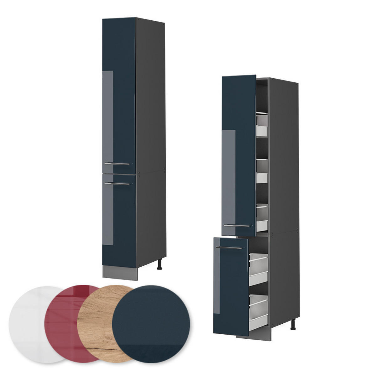 SPODNÍ SKŘÍŇKA KUCHYŇSKÉ LINKY Fame-Line Tmavě modrá s vysokým leskem - antracitová/tmavě modrá, kompozitní dřevo (30/206.8/58cm) - Vicco