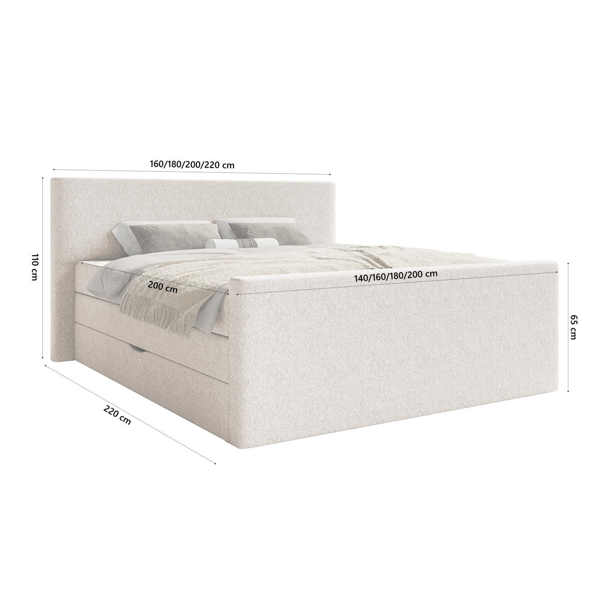 BOXSPRINGBETT VELIPOJA EASY CLEAN 160x200 cm, Beige - Beige, Textil (160/200cm) - Fedve