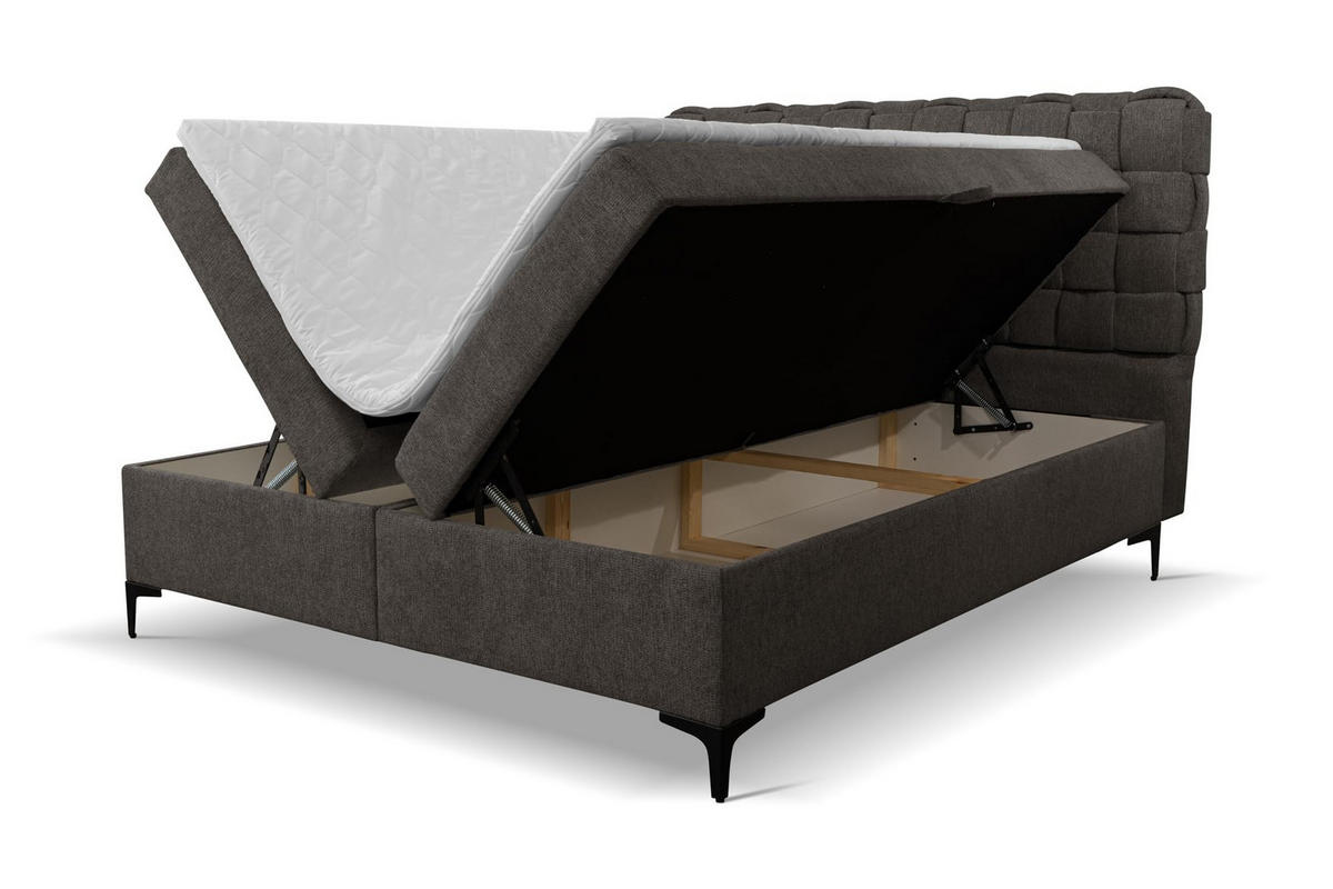 BOXBETT ROMA mit zwei Bettkästen H2/H3 Matratze und Topper 140 x 200 cm - Dunkelgrau, Holzwerkstoff (140/200cm) - VENASI MÖBEL