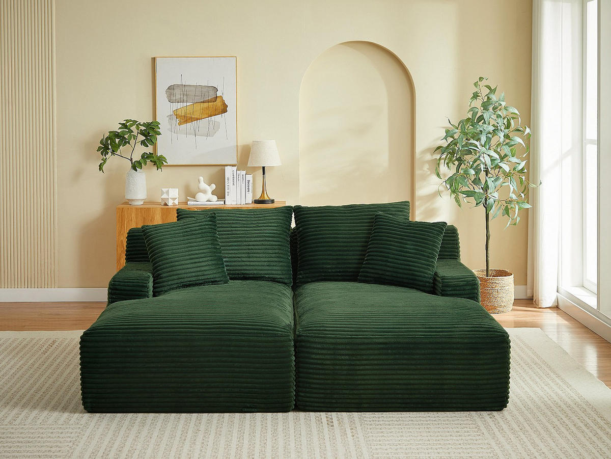 SOFA - 3 Personen - samt - grün Donilia - Grün, Textil (200/72/160cm) - Vente-Unique