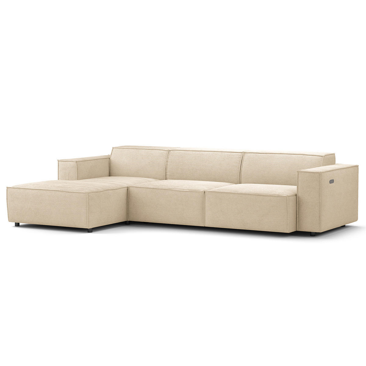 ECKSOFA mit Longchair - Beige/Schwarz, Kunststoff/Textil (294/177cm) - home24