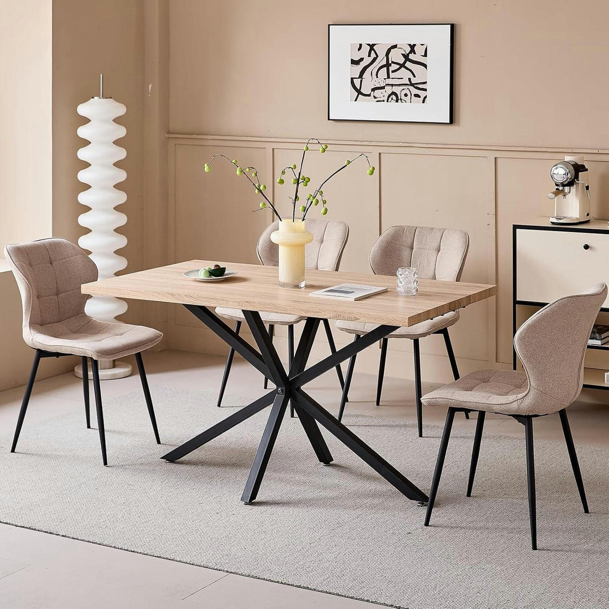 ESSZIMMERSTUHL 8er Set Leinen Khaki - Olivgrün, Textil (41/85/44cm)