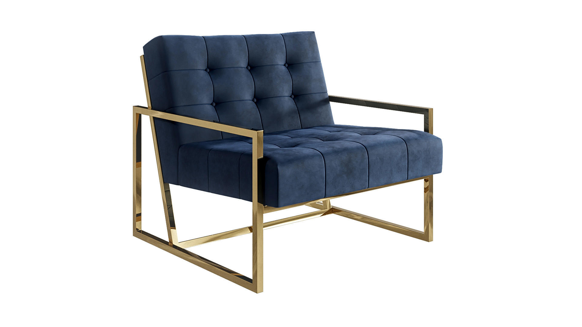 S-Style Loungesessel Dunkelblau, Gold 84x81x89 cm