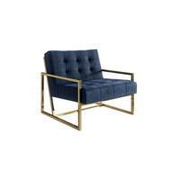 LOUNGESESSEL Duban Blau Samtstoff - Goldfarben/Dunkelblau, Holz/Textil (84/81/89cm) - S-Style Möbel