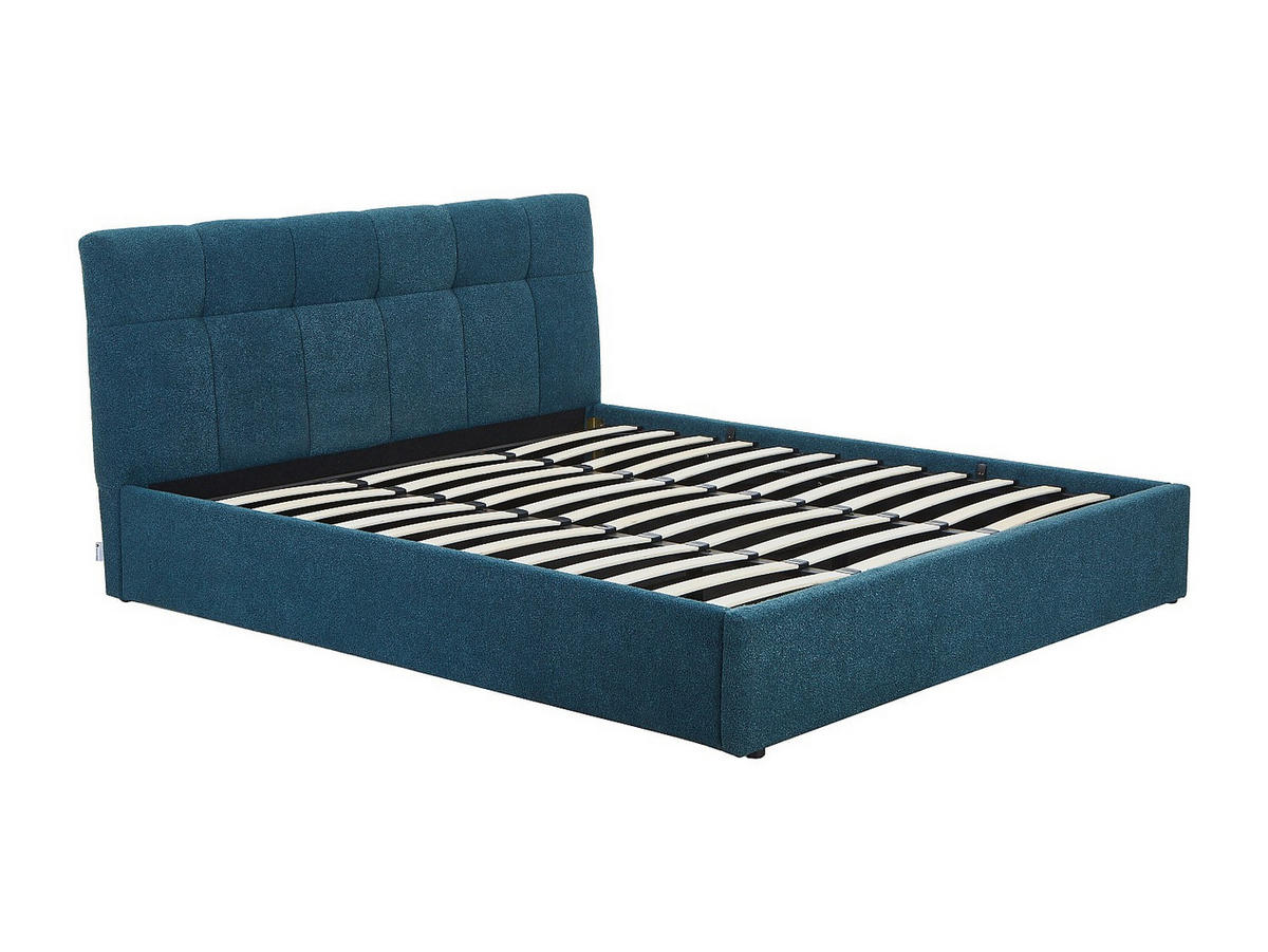 BETT mit Bettkasten - 2 Personen - Stoff - Blaugrün - - Grün, Textil (180/200cm) - Vente-Unique