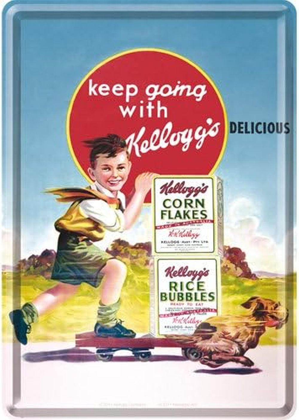 MINIBLECHSCHILD 10/14 cm Kellogg's Keep Going - Multicolor, Metall (10/14/0.1cm) - Nostalgic-Art
