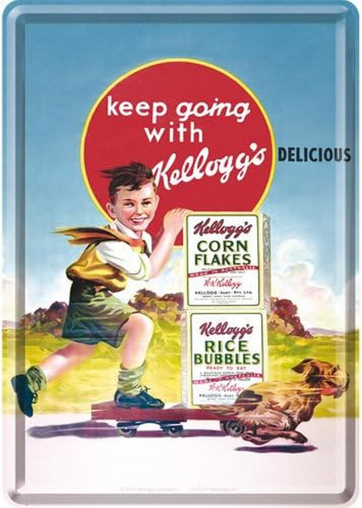 MINIBLECHSCHILD 10/14 cm Kellogg's Keep Going - Multicolor, Metall (10/14/0.1cm) - Nostalgic-Art