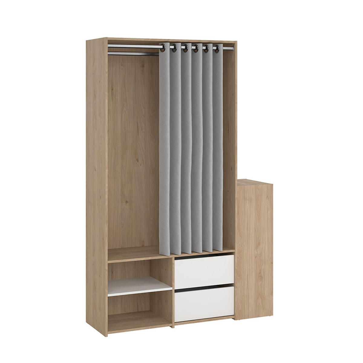 KLEIDERSCHRANK Kimmy Walnussfarben 128/41/198 cm - Walnussfarben/Weiß, Holzwerkstoff (128/198/41cm) - ebuy24