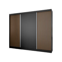 SCHWEBETÜRENSCHRANK Lili 250 cm mit Lamellen 3-türig, schwarz, Lamelle wotan - Eiche Wotan/Schwarz, Kunststoff (250/215/61cm) - Margaret Hadas24