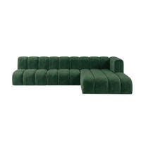 ECKSOFA Modulares In L-Form, Velvet-Stoff Riviera, Grün, Rechts, GRAND 295 cm - Grün, Holz (295/179cm) - Kaiser Möbel