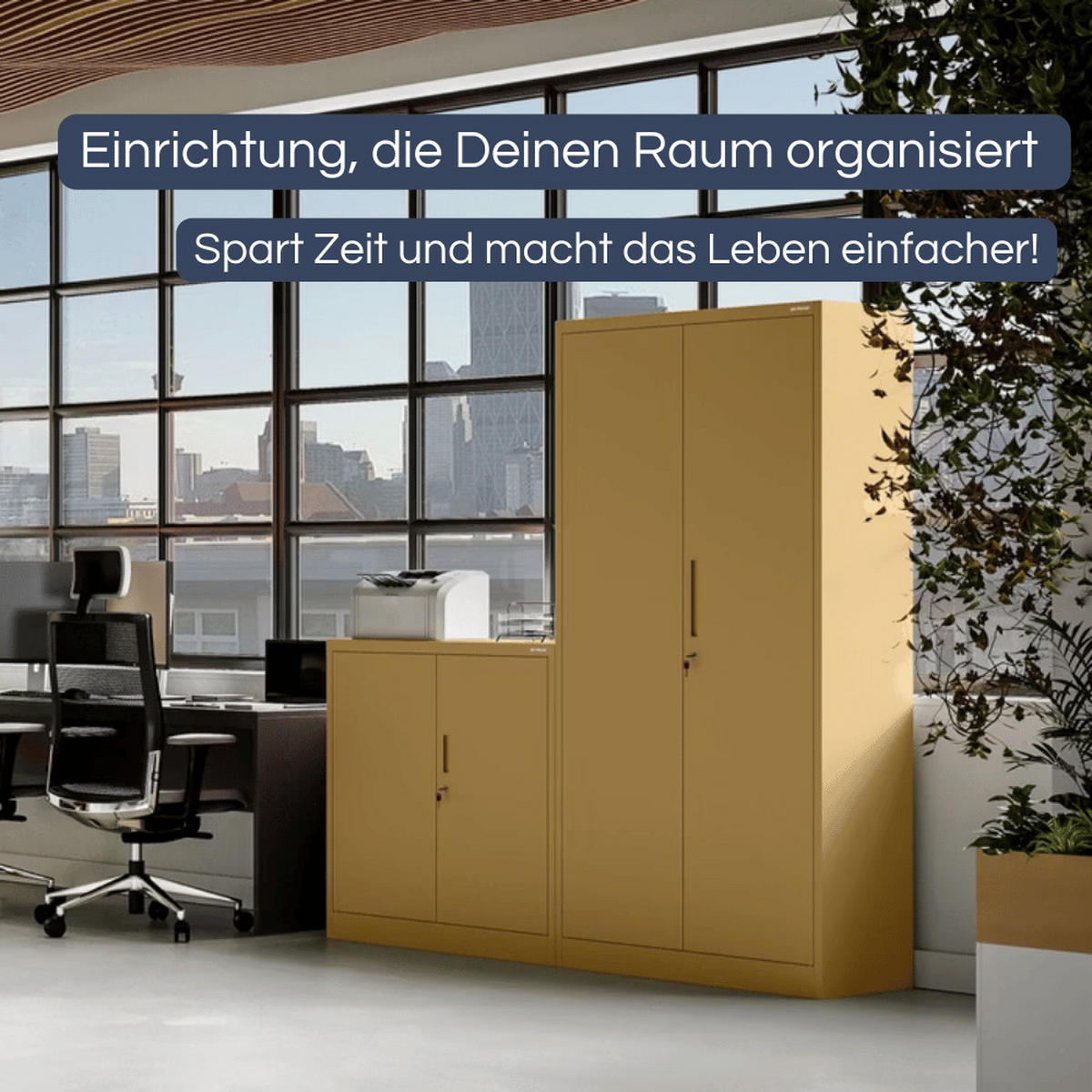 AKTENSCHRANK abschließbar KADO mit Flügeltüren 93x90x40cm Beige - Beige, Metall (90/93/40cm) - DELUKE