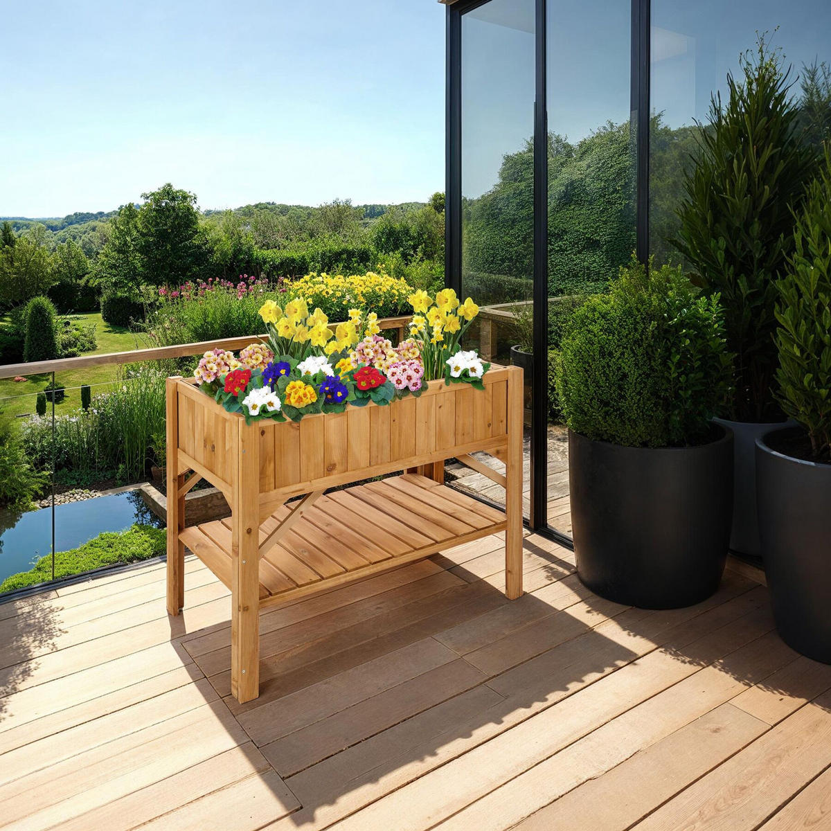 HOCHBEET ,119 x 57 x 90 cm,braun - Braun, Holz (53/90/119cm) - tectake