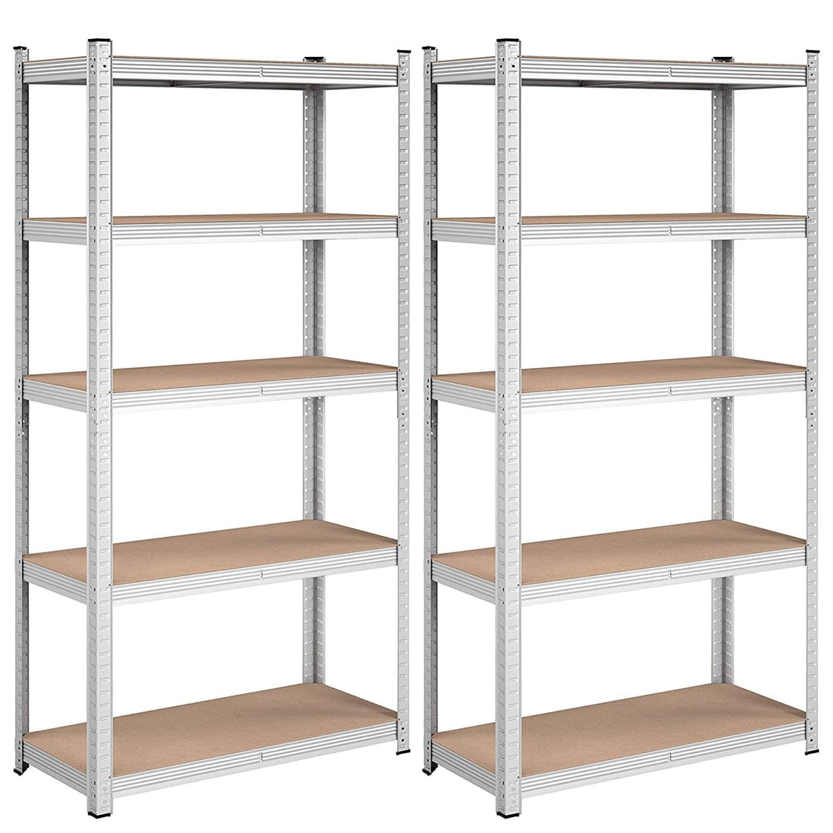 REGALE mit 5 Regalebenen und verstellbaren Brettern - H180 cm - Set aus 2 - Grau, Holzwerkstoff (40/180/90cm) - Calicosy