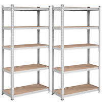 REGALE mit 5 Regalebenen und verstellbaren Brettern - H180 cm - Set aus 2 - Grau, Holzwerkstoff (40/180/90cm) - Calicosy