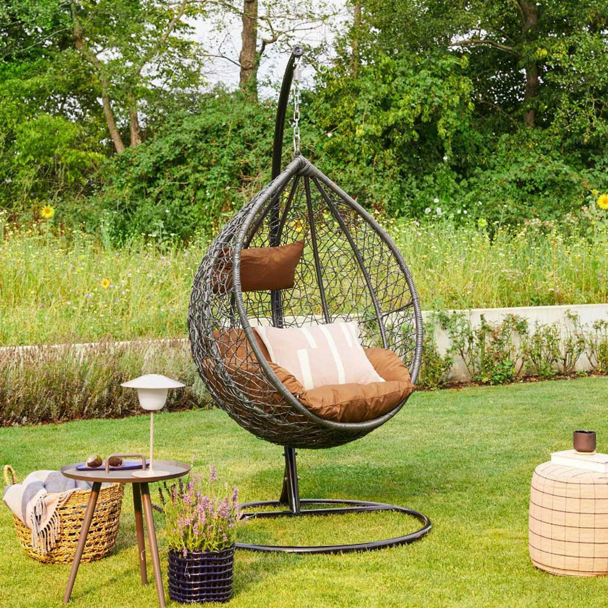HÄNGESESSEL CIELO - Farbe: Braun, Ausstattung: Pure - Grau, Kunststoff (104/200/104cm) - Home Deluxe