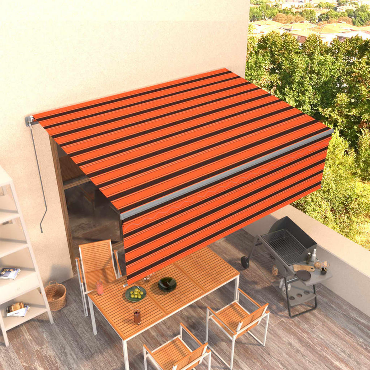 MARKISE Manuell Einziehbar mit Rollo 4x3 m Orange - Multicolor, Metall (400/300/400cm) - furnicato