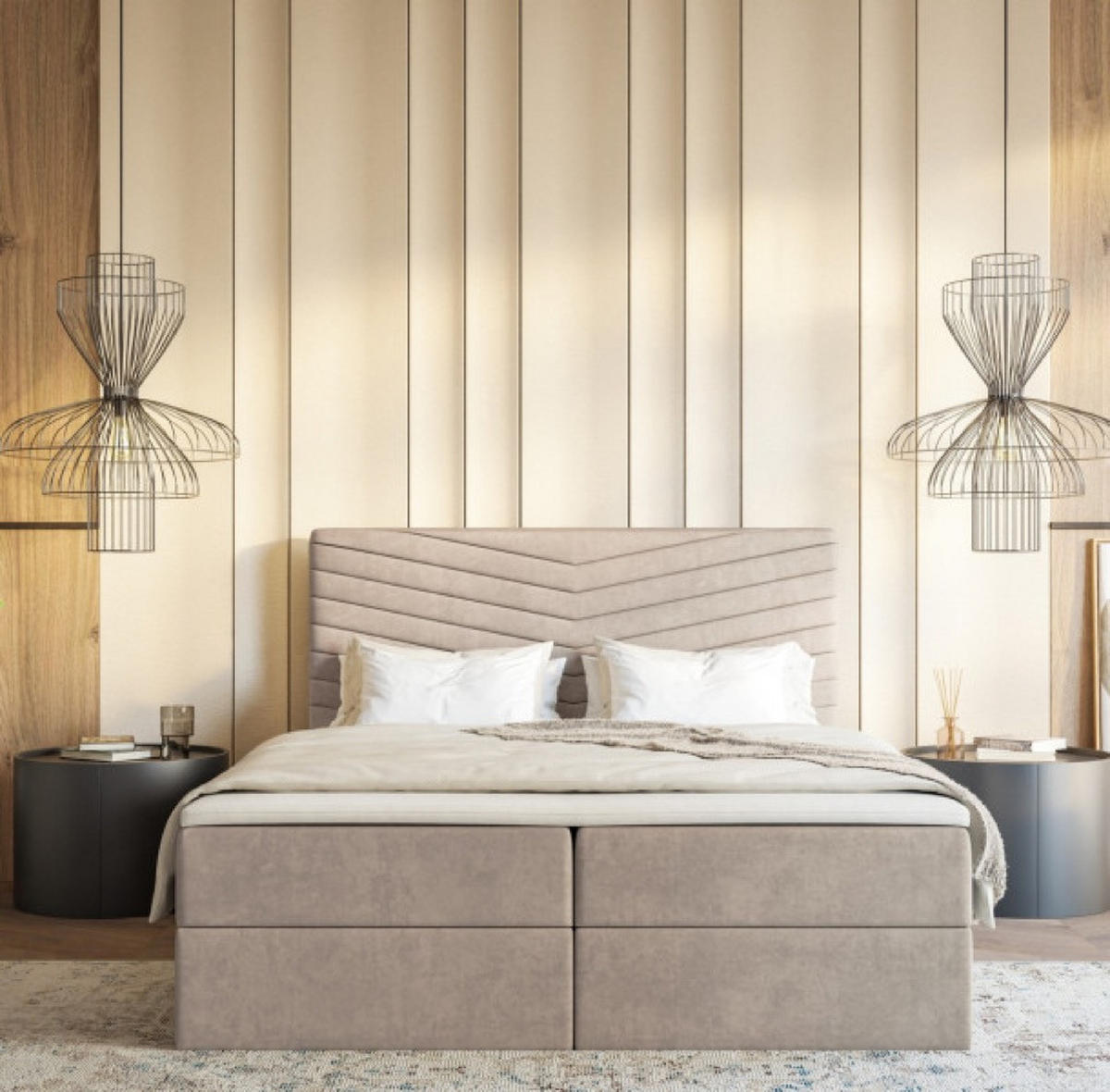 BETT Beige G4 Mit Bettkasten Und Matratze 180x200 cm - Beige, Textil (180/200cm) - Sepro Meble