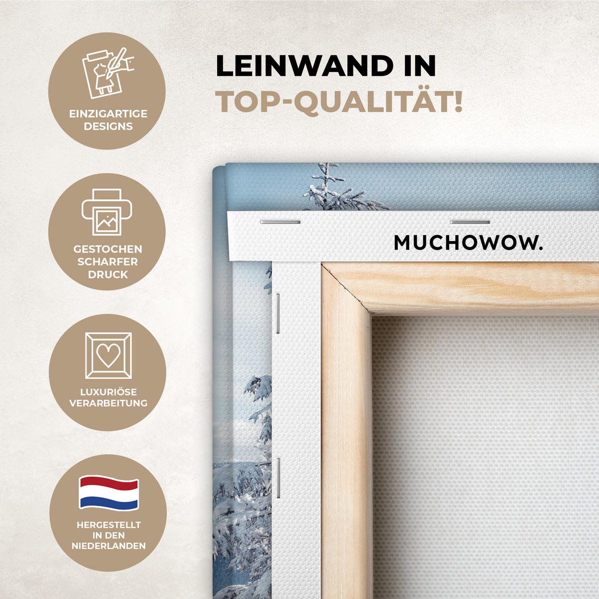 LEINWANDBILD Winterlandschaft - Natur - Berge - Bäume - Schnee Deko Wohnzimmer 20x20 cm - Hellblau, Textil (20/20cm) - MuchoWow