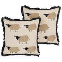 DEKOKISSEN 2er-Set Beige 45/45 cm Bannu - Beige, Naturmaterialien/Textil (45/45cm) - Beliani