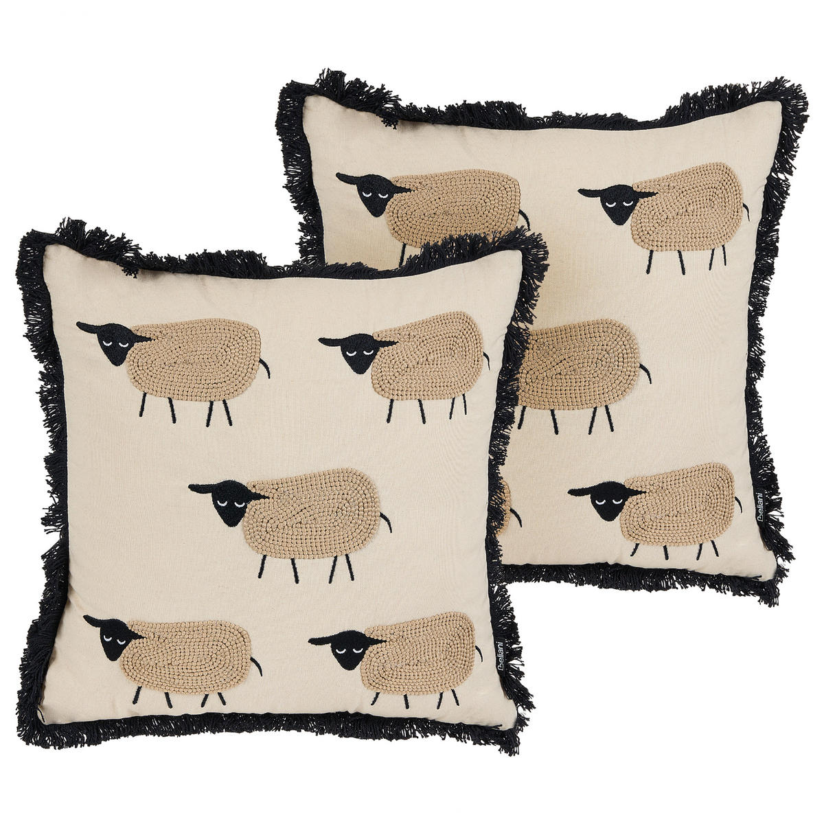 DEKOKISSEN 2er-Set Beige 45/45 cm Bannu - Beige, Naturmaterialien/Textil (45/45cm) - Beliani