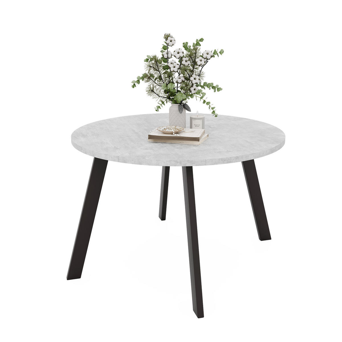 TISCH Schwarze Beine, MDF Tischplatte, Bellato Grau - Schwarz/Grau, Holzwerkstoff (100/100/76cm) - Idohome