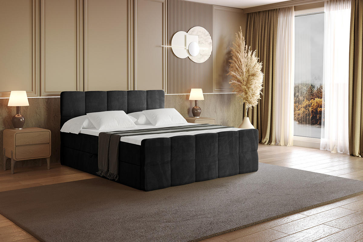BOXBETT mit Matratze und Lattenrost - LIRO-Z - 160x200 - Schwarz Casablanca - Schwarz, Holzwerkstoff (160/200cm) - ALTDECOR