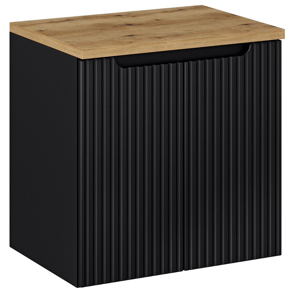 WASCHBECKENSCHRANK Newport-56 - Schwarz, Holzwerkstoff (60/60/40cm) - Lomado