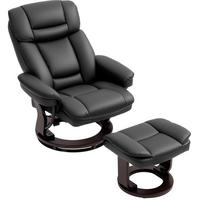 RELAXSESSEL 86/83/107 cm mit Hocker und 360°-Drehfunktion - Schwarz, Kunststoff (83/107/86cm) - BEAOK