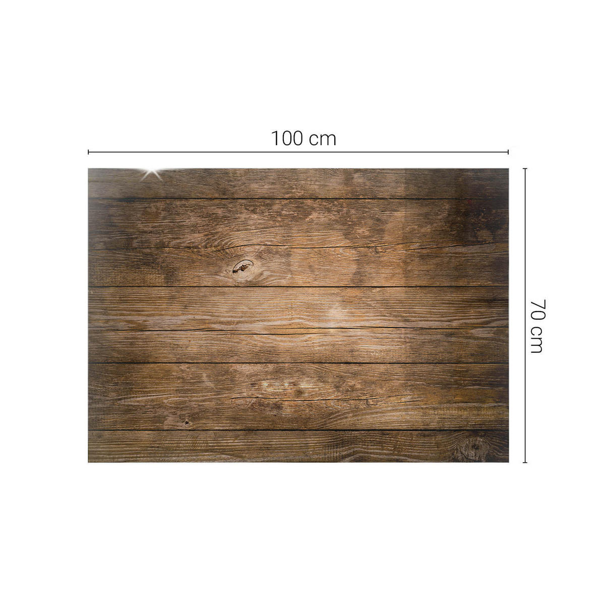 TISCHPLATTE 100x70 cm Holzstruktur Bretterdesign - Schwarz/Braun, Glas (100/70/0.4cm) - TULUP