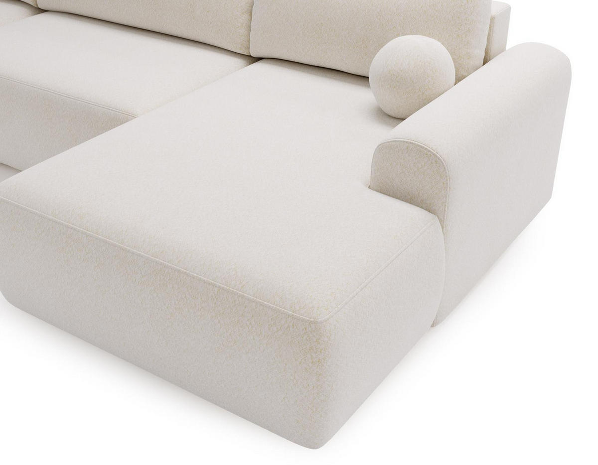 WOHNLANDSCHAFT Aurora Weiß, mit Schlaffunktion in Lambi Stoff - Weiß, Holzwerkstoff/Textil (344/92/177cm) - Bettso