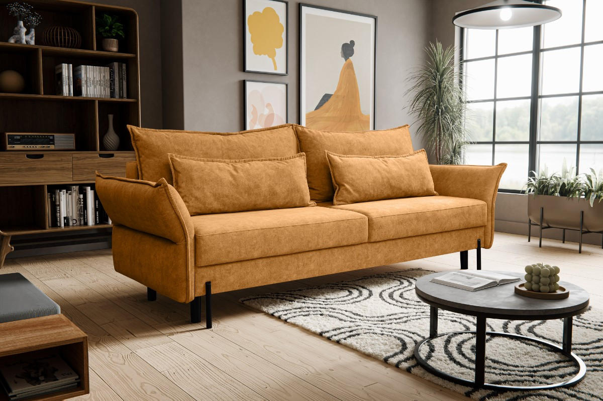 SCHLAFSOFA Volio mit Bettzeugcontainer Golden - Goldfarben, Holz/Textil (239/91/96cm) - Kaiser Möbel