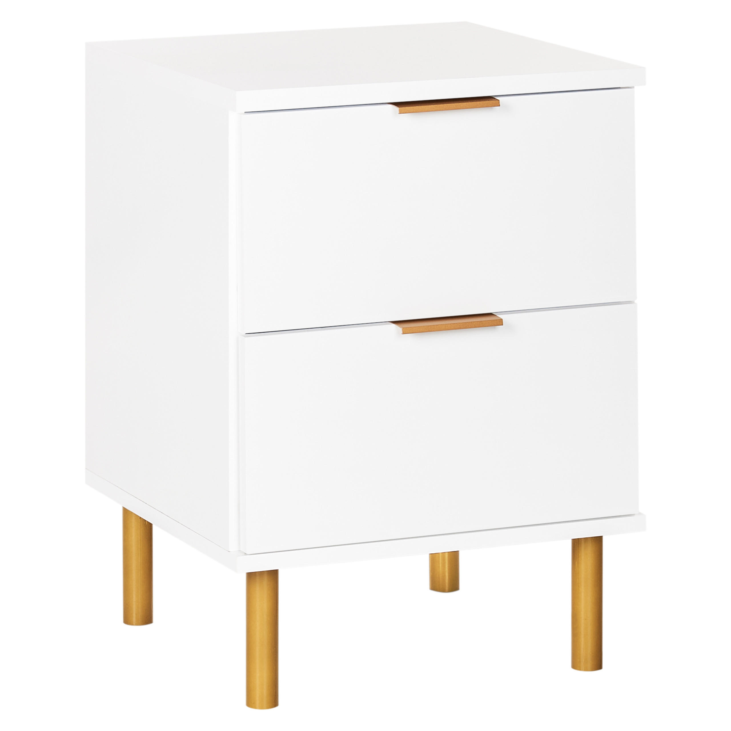 NACHTTISCH mit 2 Schubladen Weiß Walpole - Weiß, Holzwerkstoff (40/41/56cm) - Beliani