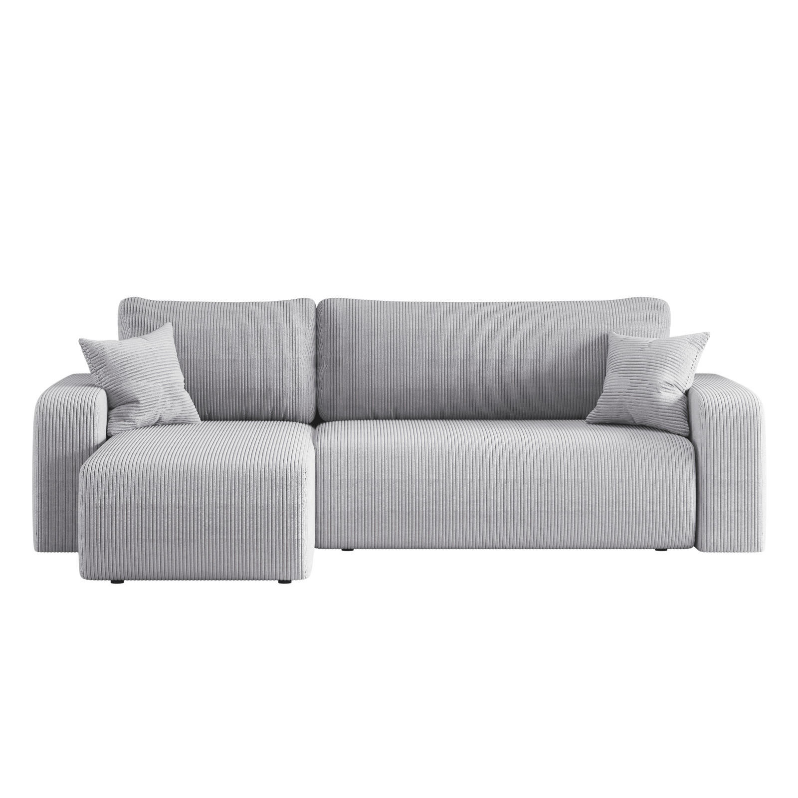 ECKSOFA L-FORM Schlaffunktion Und Bettkasten Eckcouch MILANO L Stoff Dicker Cord Grau Links - Grau, Holz/Textil (142/244cm) - Kaiser Möbel