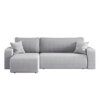 ECKSOFA L-FORM Schlaffunktion Und Bettkasten Eckcouch MILANO L Stoff Dicker Cord Grau Links - Grau, Holz/Textil (142/244cm) - Kaiser Möbel